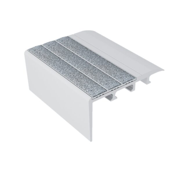 Kinesik Ecoglo C4-N20 Carpet Stair Nosing Anodized Aluminium with Grey Anti-Slip Strips 2.7" (Sold in Linear Feet)