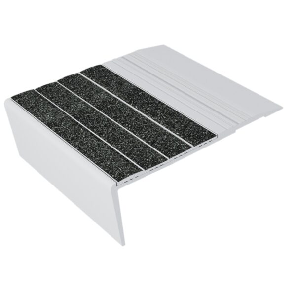 Kinesik Ecoglo F6B-N30 Flat Stair Nosing Anodized Aluminium with Black Anti-Slip Strips 3.1" (Sold in Linear Feet)