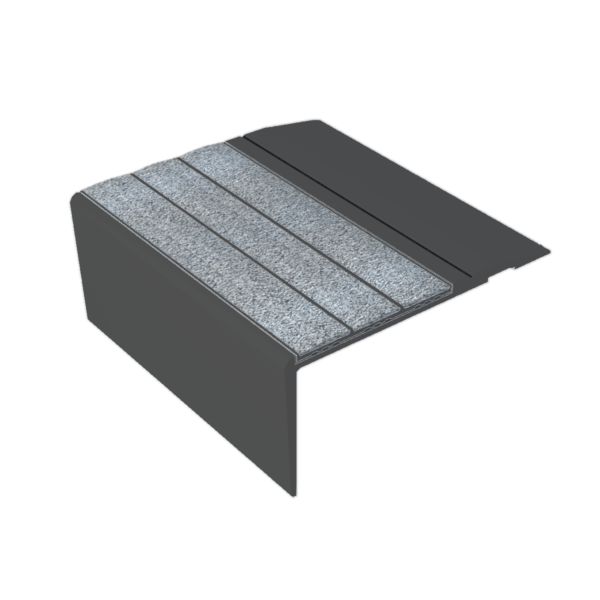 Kinesik Ecoglo F4 Accessibility Stair Nosing Anodized Aluminum Black without Insert (Sold in Linear Feet)