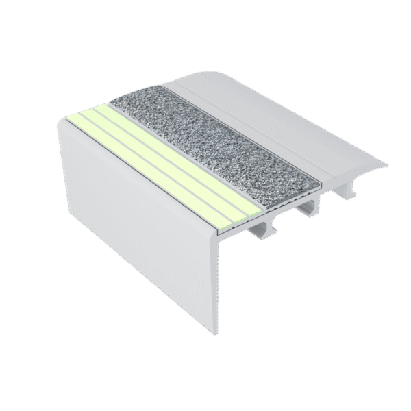Kinesik Ecoglo C4-E20 Photoluminescent Carpet Stair Nosing with Grey Anti-Slip Strip 2.7" (Sold in Linear Feet)