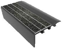 Kinesik Ecoglo C4-N20 Carpet Stair Nosing with Black Anti-Slip Strips 2.7" (Sold in Linear Feet)