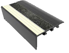 Kinesik Ecoglo C4-E20 Photoluminescent Carpet Stair Nosing with Black Anti-Slip Strip 2.7" (Sold in Linear Feet)