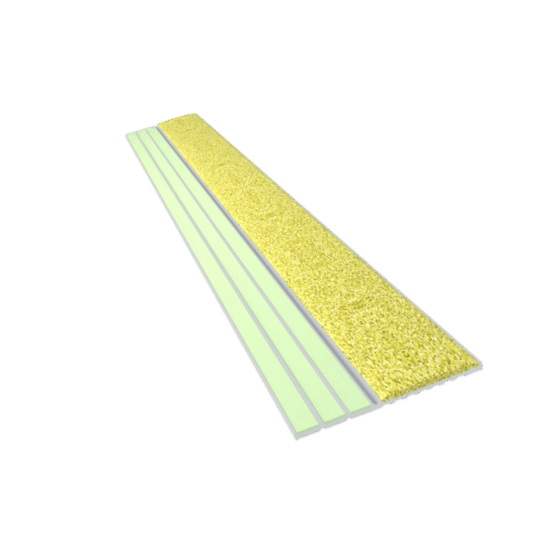 Kinesik Ecoglo E20 Photoluminescent Step Edge Contrast Strip with Yellow Anti-Slip Strip 1.5" x 8'