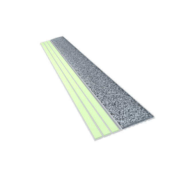 Kinesik Ecoglo E20 Photoluminescent Step Edge Contrast Strip with Grey Anti-Slip Strip 1.5" (Sold in Linear Feet)