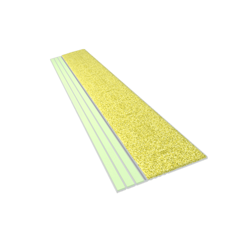 Kinesik Ecoglo E30 Photoluminescent Step Edge Contrast Strip with Yellow Anti-Slip Strip 2" (Sold in Linear Feet)