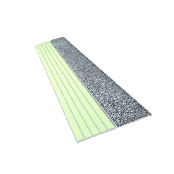 Kinesik Ecoglo E40 Photoluminescent Step Edge Contrast Strip with Grey Anti-Slip Strip 2" (Sold in Linear Feet)