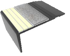 Kinesik Ecoglo F4-E20 Photoluminescent Flat Stair Nosing with Grey Anti-Slip Strip 2.7" (Sold in Linear Feet)