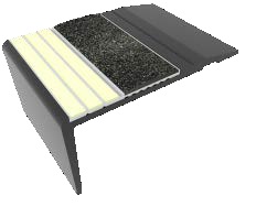 Kinesik Ecoglo F4-E20 Photoluminescent Flat Stair Nosing with Black Anti-Slip Strip 2.7" (Sold in Linear Feet)