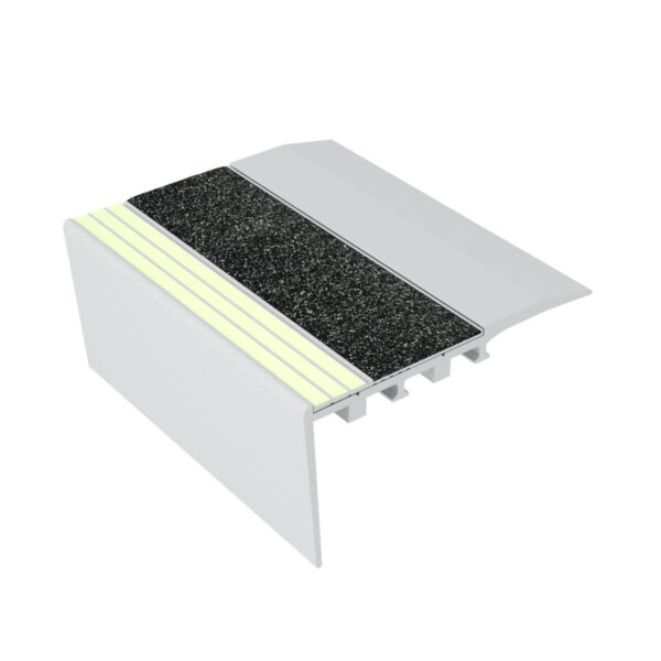 Kinesik Ecoglo RC4-E30 Photoluminescent Carpet Stair Nosing with Grey Anti-Slip Strip 3.5" (Sold in Linear Feet)