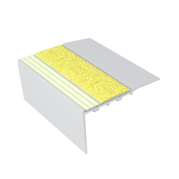 Kinesik Ecoglo RC5-E30 Photoluminescent Carpet Stair Nosing with Yellow Anti-Slip Strip 3.5" (Sold in Linear Feet)