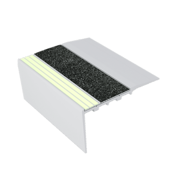 Kinesik Ecoglo RC5-E30 Photoluminescent Carpet Stair Nosing with Black Anti-Slip Strip 3.5" (Sold in Linear Feet)