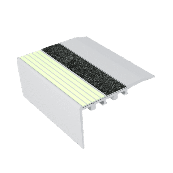 Kinesik Ecoglo RC4-E40 Photoluminescent Carpet Stair Nosing with Black Anti-Slip Strip 3.5" (Sold in Linear Feet)