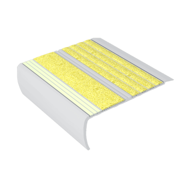Kinesik Ecoglo RF5-E30 Photoluminescent Flat Stair Nosing with Yellow Anti-Slip Strip 5.5" (Sold in Linear Feet)