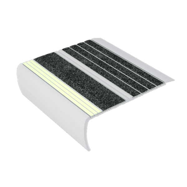 Kinesik Ecoglo RF5-E30 Photoluminescent Flat Stair Nosing with Black Anti-Slip Strip 5.5" (Sold in Linear Feet)
