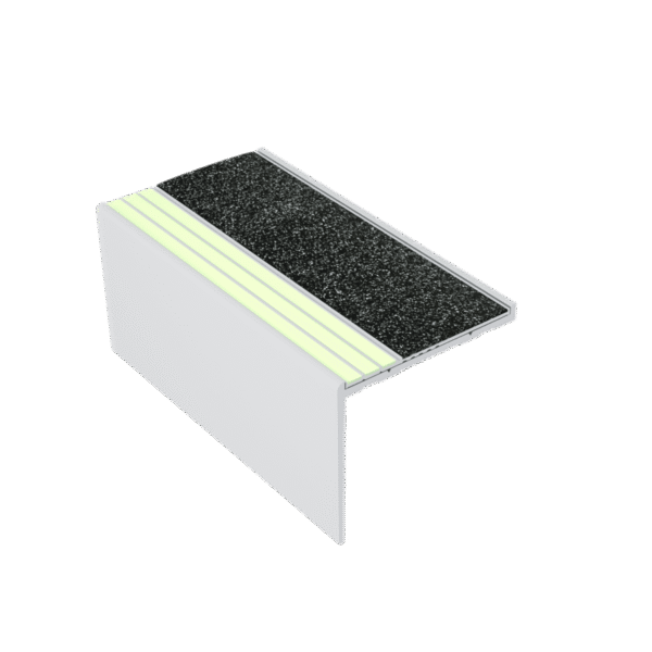 Kinesik Ecoglo RF7B-E30 Photoluminescent Flat Stair Nosing with Black Anti-Slip Strips 2.19" (Sold in Linear Feet)