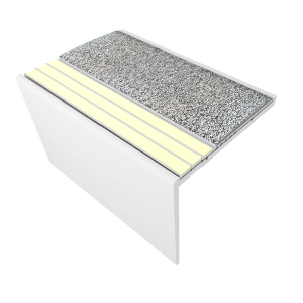 Kinesik Ecoglo RF7C-E30 Photoluminescent Flat Stair Nosing with Grey Anti-Slip Strips 2.19" (Sold in Linear Feet)