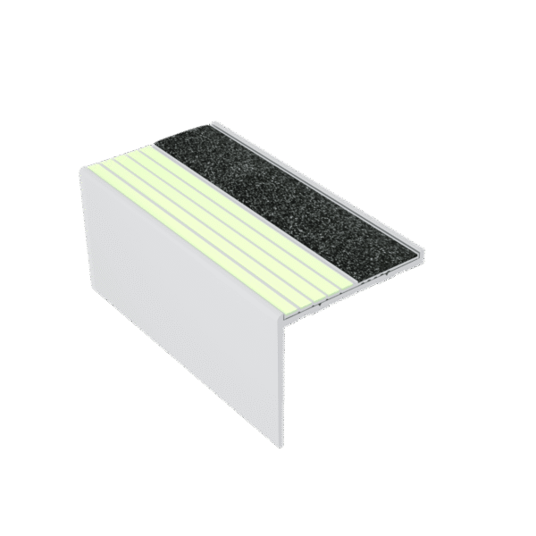 Kinesik Ecoglo RFA7B-E40 Photoluminescent Flat Stair Nosing with Black Anti-Slip Strips 2.19" x 10'