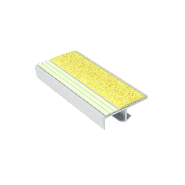 Kinesik Ecoglo S2-E30 Photoluminescent Cast in Place Stair Nosing with Yellow Anti-Slip Strip 2.2" (Sold in Linear Feet)