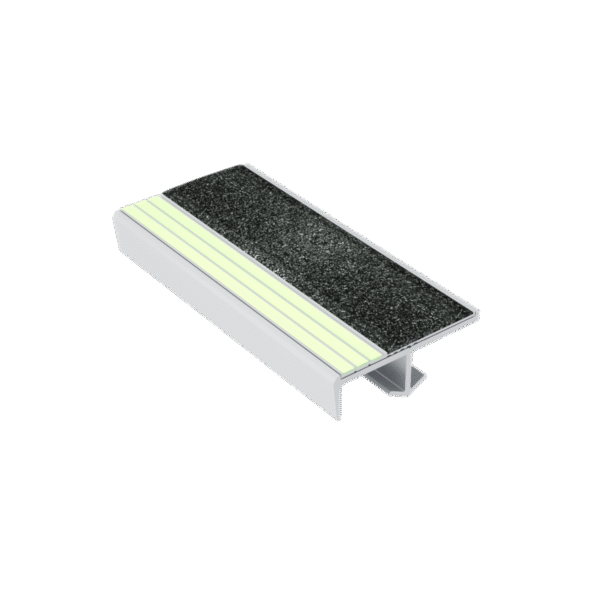 Kinesik Ecoglo S2-E30 Photoluminescent Cast in Place Stair Nosing with Black Anti-Slip Strip 2.2" (Sold in Linear Feet)