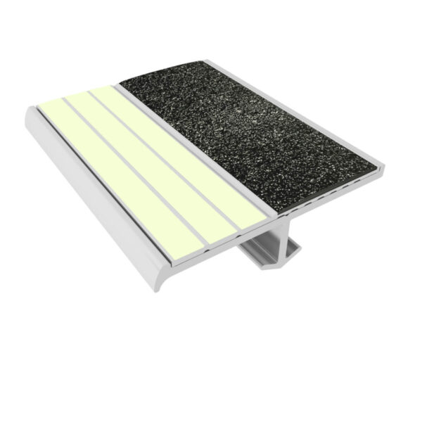 Kinesik Ecoglo S4-E30 Photoluminescent Cast In Place Stair Nosing with Black Anti-Slip Strip 2.2" (Sold in Linear Feet)