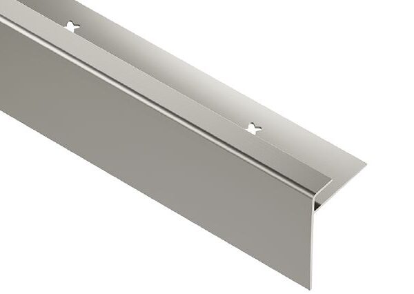 Schluter VINPRO-STEP-R Resilient Surface Stair-Nosing Profile with Elongated Reveal - Anodized Aluminum Brushed Nickel 3/16" (5 mm) x 8' 2-1/2"