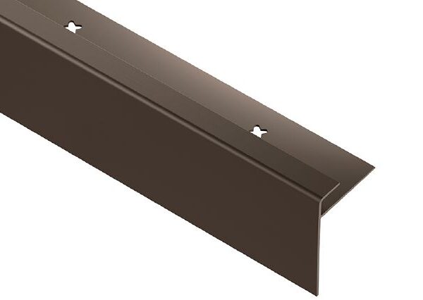 Schluter VINPRO-STEP-R Resilient Surface Stair-Nosing Profile with Elongated Reveal - Anodized Aluminum Brushed Antique Bronze 3/16" (5 mm) x 8' 2-1/2"