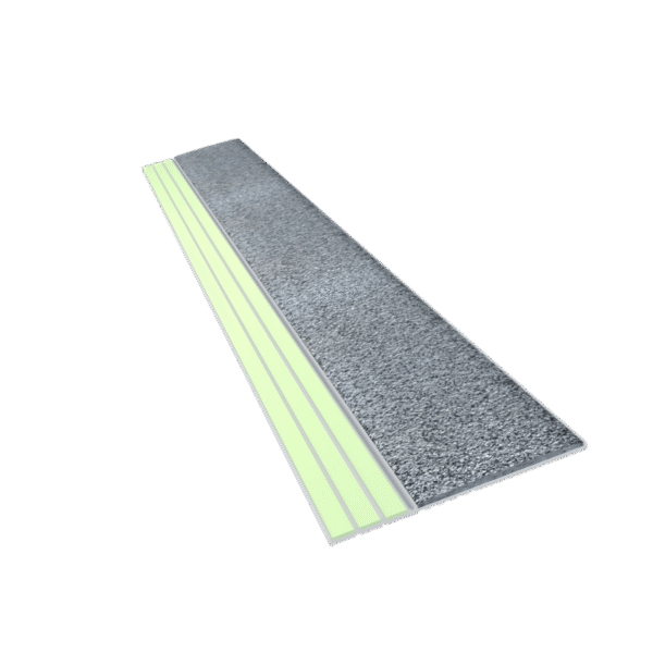 Kinesik Ecoglo E30 Photoluminescent Step Edge Contrast Strip with Grey Anti-Slip Strip 2" x 8'