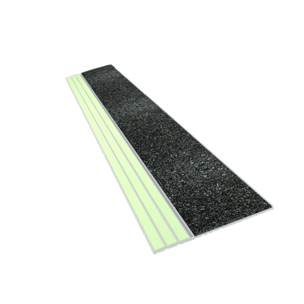 Kinesik Ecoglo E30 Photoluminescent Step Edge Contrast Strip with Black Anti-Slip Strip 2" x 8'