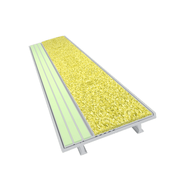 Kinesik Ecoglo S1-E30 Photoluminescent Cast in Place Stair Nosing with Yellow Anti-Slip Strip 2.1" (Sold in Linear Feet)