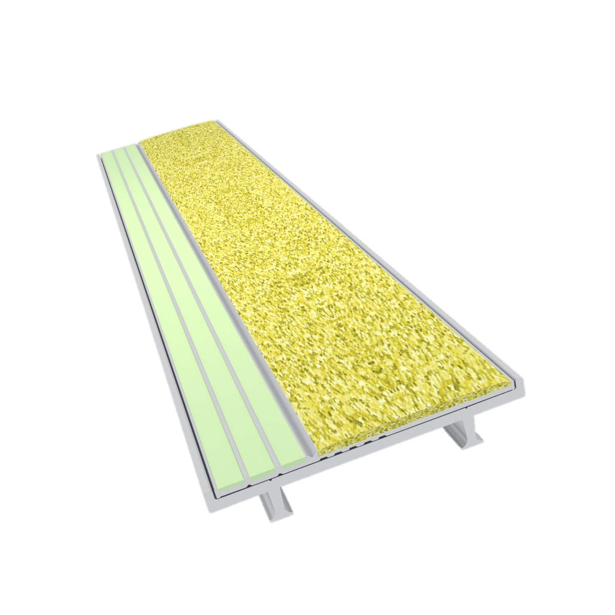 Kinesik Ecoglo S1-E30 Photoluminescent Cast in Place Stair Nosing with Yellow Anti-Slip Strip 2.1" (Sold in Linear Feet) Kinesik Ecoglo S1-E30 Photoluminescent Cast in Place Stair Nosing with Yellow Anti-Slip Strip 2.1" (Sold in Linear Feet)