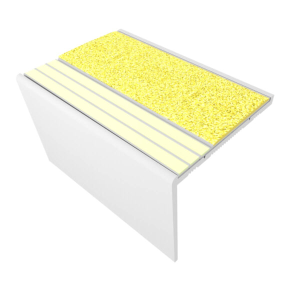 Kinesik Ecoglo RF7C-E30 Resilient Stair Nose Anodized Aluminum with Photoluminescent & Yellow Anti-Slip Strips 2-3/16" (Sold in Linear Feet)