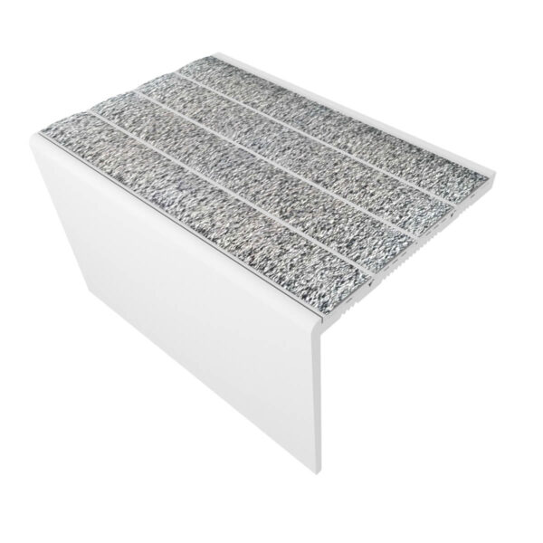 Kinesik Ecoglo RF7C-N30 Flat Resilient Stair Nose Anodized Aluminum with Grey Anti-Slip Strips 2-3/16" (Sold in Linear Feet)
