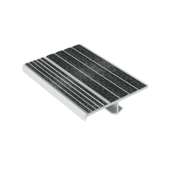 Kinesik Stair Nose Cast-in-Place S3 Series Anodized Aluminum #S3070 Black with Anti-Skid #N3070 Black Insert 2" (Sold in Linear Feet)