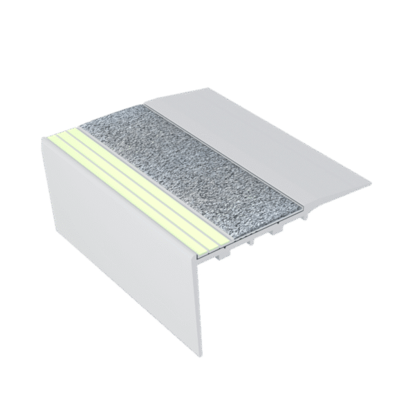 Kinesik Ecoglo RC5-E30 Carpet Stair Nosing with Yellow Anti-Slip Strips 3-1/2" (Sold in Linear Feet)