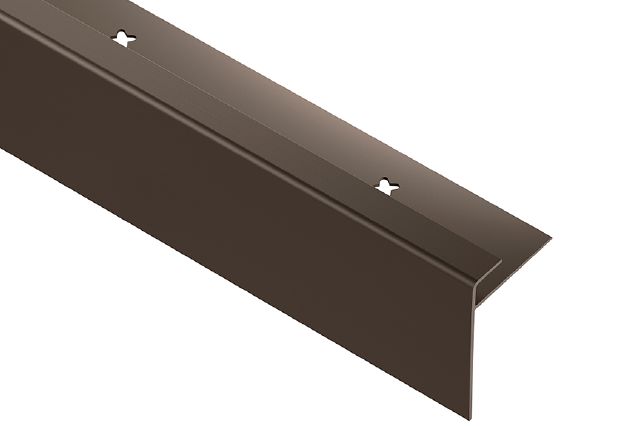 Schluter VINPRO-STEP-R Resilient Surface Stair-Nosing Profile with Elongated Reveal - Anodized Aluminum Brushed Antique Bronze 1/4" (6 mm) x 8' 2-1/2"