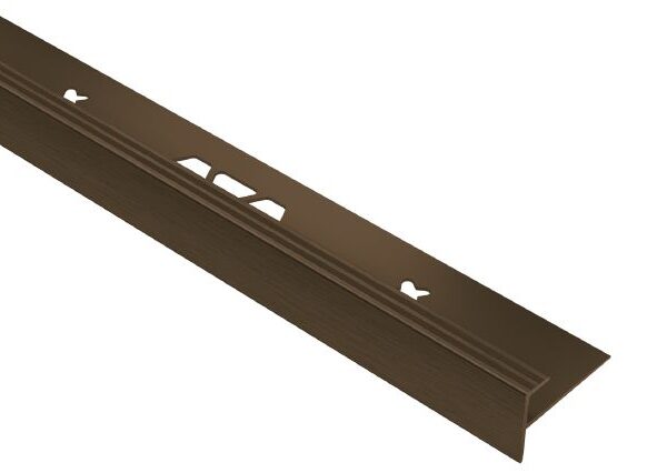 Schluter VINPRO-STEP Resilient Surface Stair-Nosing Profile - Anodized Aluminum Brushed Antique Bronze 19/64" (7.5 mm) x 8' 2-1/2"