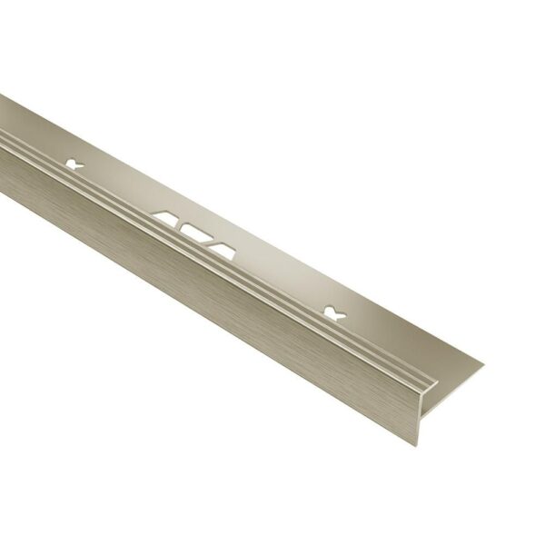 Schluter VINPRO-STEP Resilient Surface Stair-Nosing Profile - Anodized Aluminum Brushed Nickel 3/16" (5 mm) x 8' 2-1/2"