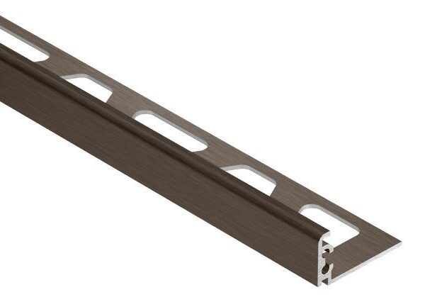 Schluter JOLLY Wall Tile Edge Trim Anodized Aluminum Brushed Antique Bronze 1/2" (12.5 mm) x 8' 2-1/2"